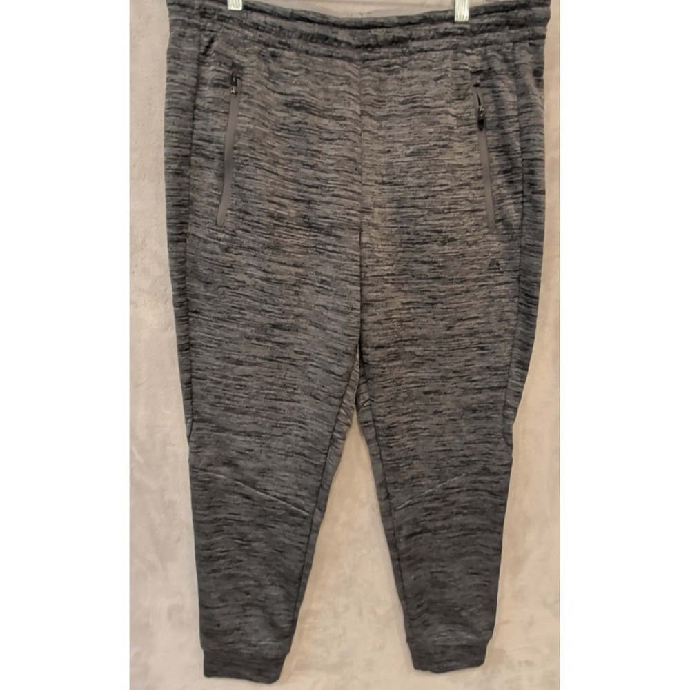 RBX Live Life Active Jogger Pants Mens Large Gray Space Dye Zip Pockets Gym